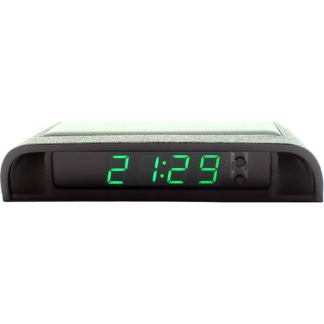 Reloj electrónico para coche – Doble indicador de temperatura – Pantalla digital 2 en 1 – Negro (1/4)