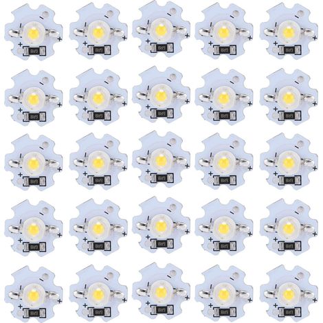 25Pcs LED Perles De Lampe 5V LED Puces 200LM 1W Haute Puissance SMD LED Lampe Puce Ampoule pour Home Studio Exposition Foodlight/Spot Ampoule Remplacement(Lumière Naturelle 4000-4500K) (1/5)