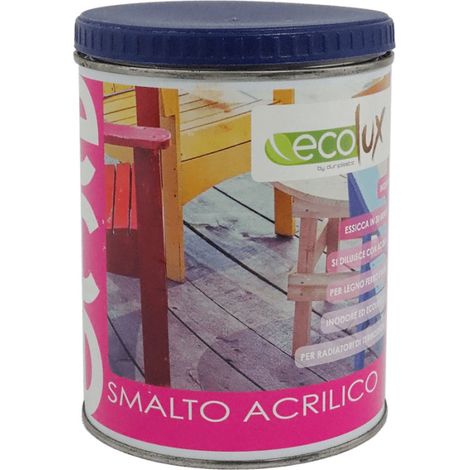 Ecolux smalto ecologico satinato acrilico ad acqua inodore per interno ed esterno tinta rosso vivo - contenuto litri 0,750 - confezione 1
