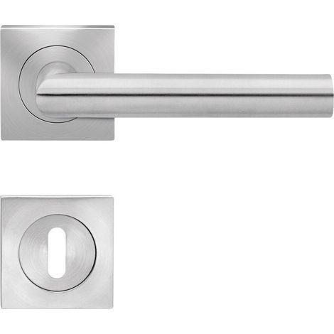 Karcher Drückergarnitur Rhodos ER28Q, Standardbeschlag, Türstärke 39-43 mm, Edelstahl matt, eckig (1/2)