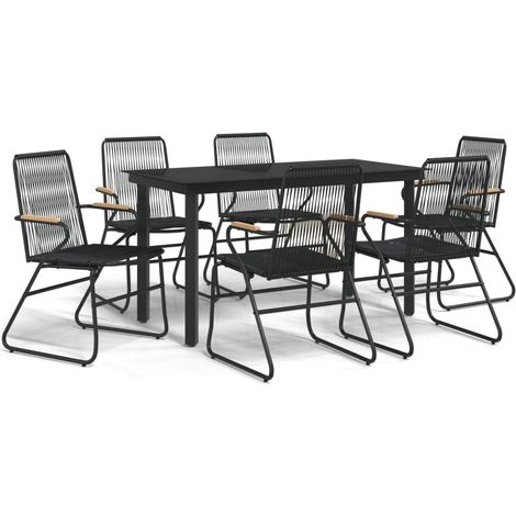 Maison Exclusive - 7-tlg. Garten-Essgruppe Schwarz PVC-Rattan