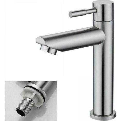 Piece Bathroom Faucet, Cold Water Only Sink Faucet, Heavy Duty Chrome Copper Hand Wash Faucet - Van LOY Sink Faucet (1/4)
