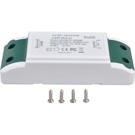 12V 24W 2A LED-Treiber – Transformator für LED-Streifen und Schrankbeleuchtung – Flammhemmendes ABS – Überstrom- und Kurzschlussschutz – AC 100–240 V (1/4)