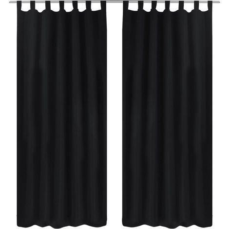 Rideaux en satin, ensemble de 2 pièces, 140 x 245 cm, noirs