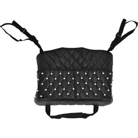 Filet de Rangement en Cuir PU pour Voiture avec Perles Fausses, Grand Sac de Stockage Confortable pour Auto, Maison et Chambre (1/5)