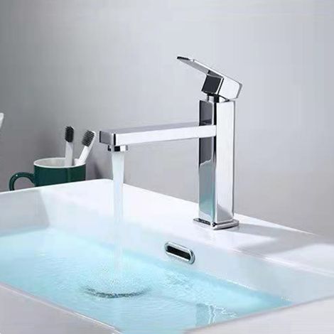 High-profile single cold water faucet for bathroom sinks, washbasins, countertop basins, and balcony splash-proof faucets - electroplated low-profile model
