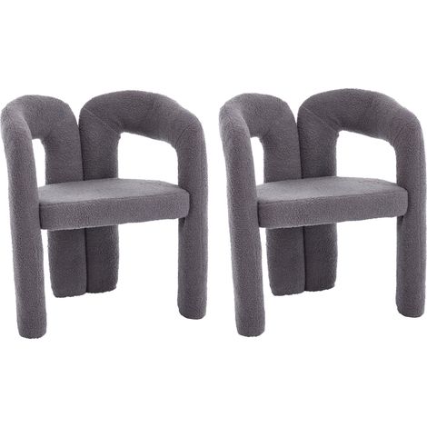 Set di 2 Poltrone Ergonomiche con Rivestimento in Pile Esclusivo, Design Unico e Massimo Comfort, Grigio, per Soggiorno e Ufficio (1/5)