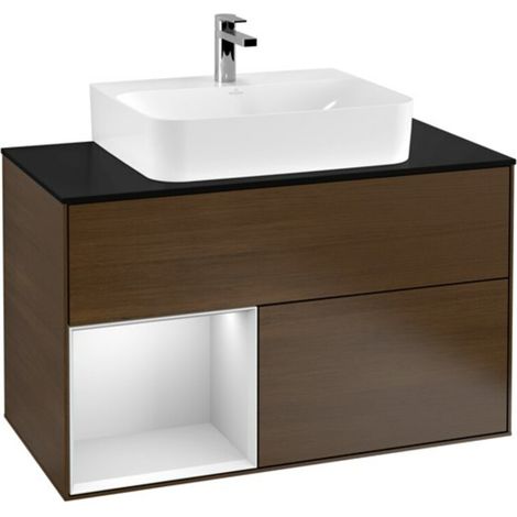 V&B Waschtischunterschrank Wandbeleuchtung Finion 100, Pl bla m, Reg li wh. m Lac, wal ven (1/2)