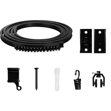 Rail de rideau flexible et courbé, fixation murale ou au plafond, noir, robuste, pour camping-car, 5 mètres (1/5)