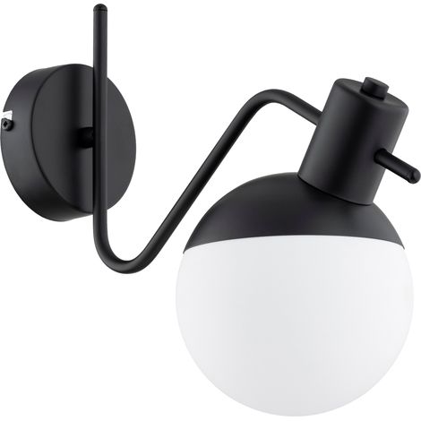 Applique murale minimaliste noire globe blanc E14 10W