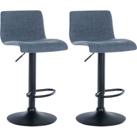Set di 2 sgabelli da bar dal design semplice con poggiapiedi in tessuto blu, gambe in metallo nero 100004049