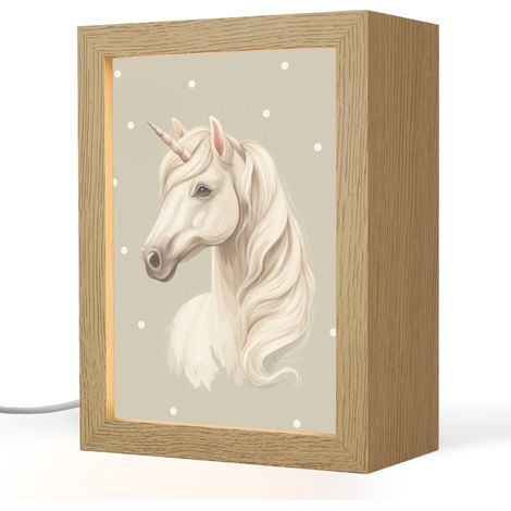 LUCE NOTTURNA PER BAMBINI Unicorno - Bianco - Puntini 15x20 cm