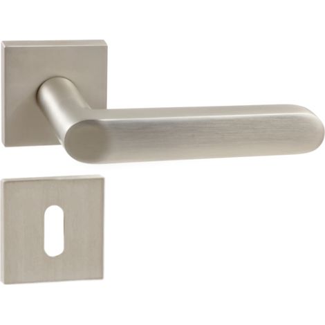 DOMINO Poignée de porte DENVER-QR slim Nickel Satin BB Poignée avec rosace BB pour clé Nickel satiné (1/5)
