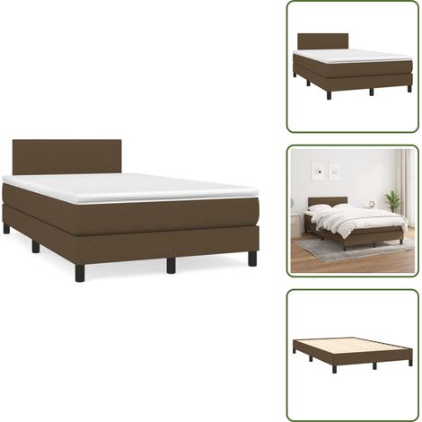 Sommier à lattes de lit et matelas marron foncé 120x190cm tissu - Lit Double - Lit Tapissier - Literie - Matelas À Ressorts Ensachés - Tête De Lit Ajustable (1/5)