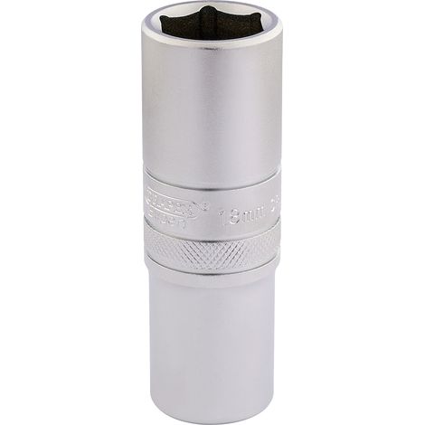 Draper 18mm Deep Socket 1/2" Drive, Micro Satin Chrome Finish, Metric Size, Part Number 16650 (1/5)