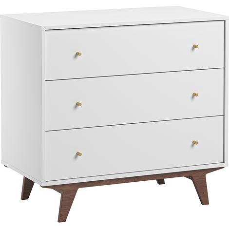 Kommode mit 3 Schubladen Vox Mid - Weiß und Holz