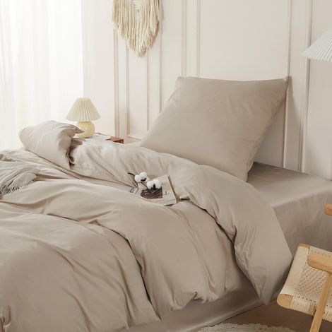 Bettwäsche-Set 155x220 cm 2-teilig aus 100% Baumwolle, Beige