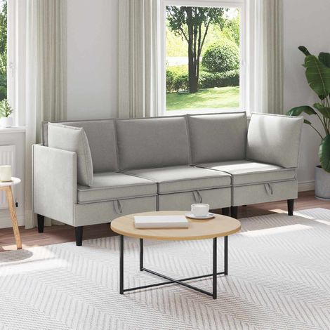 Juego de muebles de salón 3 pcs Gris claro Tela