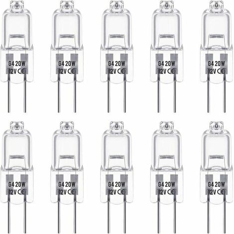 G4 Halogen Bulbs, 12V 20W, Warm White 3000K, 350LM, Dimmable, Clear, Pack of 10 (1/5)