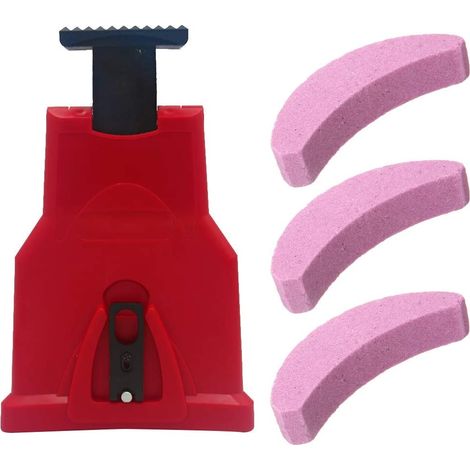 Kettensägen-Kettenschärfer-Set mit 3 Schärfsteinen, Kettensägen-Kettenschärfset, Kettensägen-Kettenschärfer, Kettensägen-Kettenschärfer (Rot) (1/5)