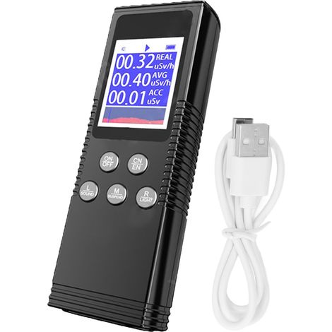 Compteur Geiger Précision Élevée β γ Rayons X Détecteur Numérique avec Alarme Sonore et Lumineuse, Clip Porte-stylo, 5V 1A, Gris Noir (1/5)