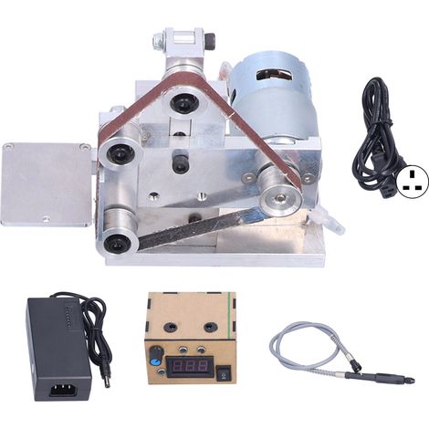 Ponceuse à bande mini électrique 10 pièces, machine de polissage et ponçage DIY, 7 vitesses, DC12-24V, type 10, prise UK 110-240V, outil de bricolage polyvalent (1/5)