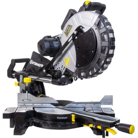 Steiner – Scie à onglet radiale 2000W 305 mm laser double inclinaison – Capacité de coupe 330 mm – Pour bois dur et teck – Moteur à courroie (1/5)