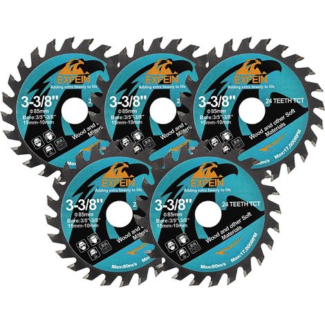 Wood Cutting Disc 85mm 5pcs - 24T TCT Carbide Teeth Compact Circular Saw Blade General Purpose for Cutting in Wood, Plastic and Composite Materials (1/5)