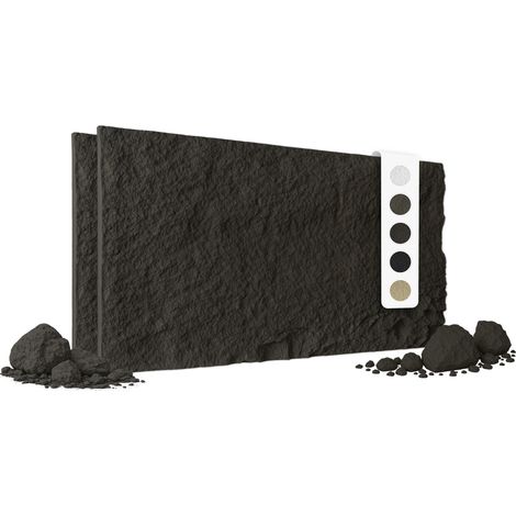 HEXIM 3D Steinoptik PU Wandpaneele 120x60cm Stone Wandverkleidung Bruchstein Felsen Platten Stein: A002-05 Light Black, 2 Paneele