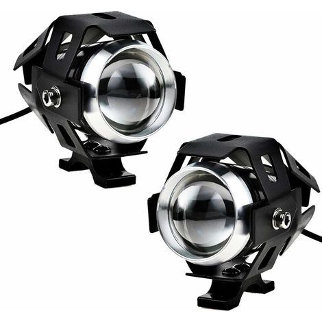 Candyse 2pcs 125W phare de moto Extra LED phare antibrouillard projecteur de moto 1200LM U5 étanche moto scooter 4 roues (1/5)