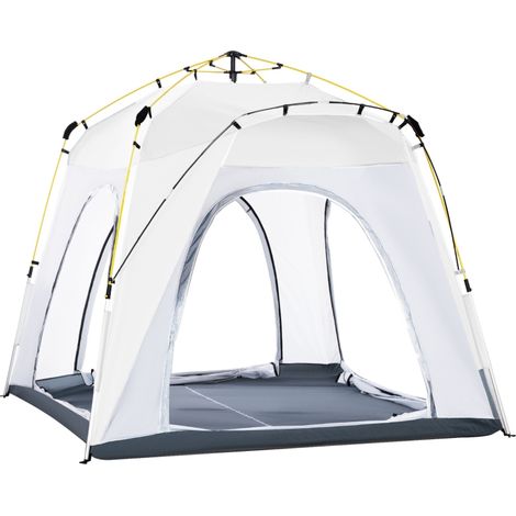 Tente dôme 4 personnes légère stable imperméable UV 50+ instantanée crochets porte fenêtre tapis sol colonne eau 1000mm
