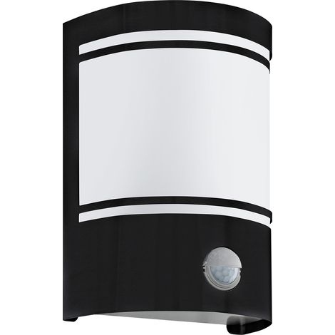 Applique Esterno Contemporanea Cerno Metallo Nero Vetro Bianco Luce (1/8)