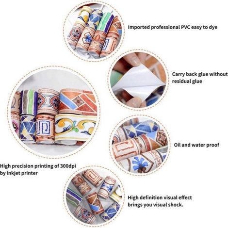 1x Frise Papier Peint, Autocollante PVC, Grain de Bois Pin Ponderosa, Décoration Murale Intérieure (1/2)