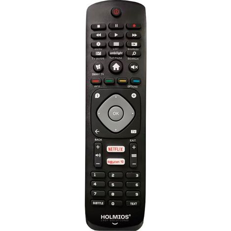 HOLMIOS Télécommande universelle pour PHILIPS Smart TV (2xLR03/AAA non inclus) noire