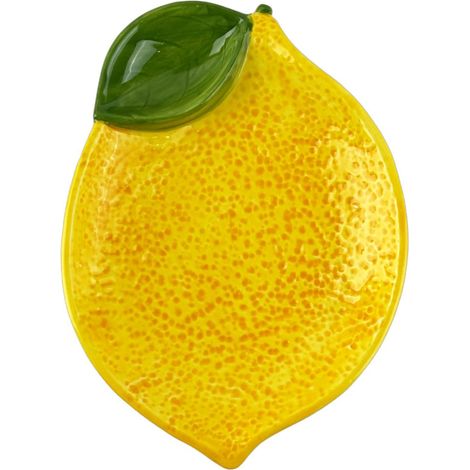 Assiette à citron décorative en céramique jaune pour la cuisine, idéale pour les desserts et les apéritifs, style élégant et fonctionnel