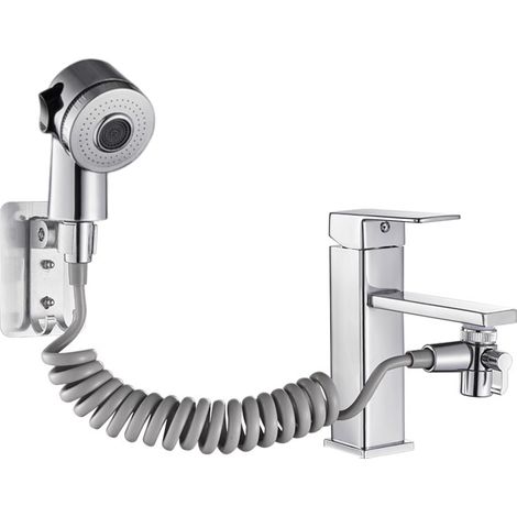 Einfache, universelle Handbrause für Waschbecken, Dusche und Küchenabfluss leicht zu installieren, Befestigung mit biologischem Klebstoff praktisch und kompakt. (1/4)