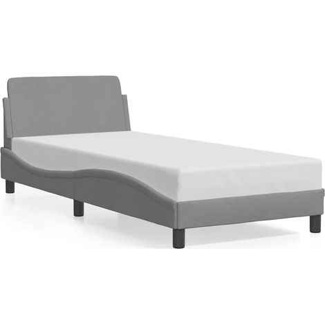 Lit simple Lit adulte Cadre de lit Dover gris clair 80x200 cm tissu (1/5)