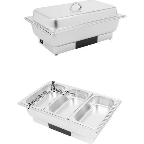 Bain-marie électrique, capacité de 9L, contrôle numérique de la température, 3 Compartiments (1/2)