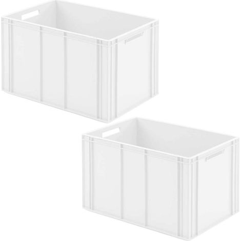 BRB 2 bacs Euro avec 2 poignées, L x l x H 600 x 400 x 420 mm, fond nervuré (blanc)