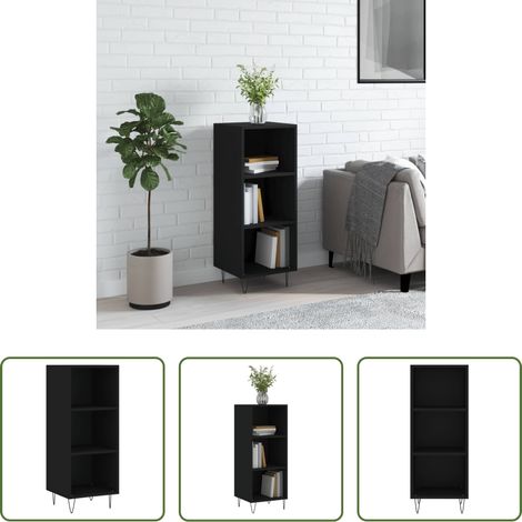 Buffet noir - Buffet noir 34,5x32,5x90 cm bois d'ingénierie (1/5)
