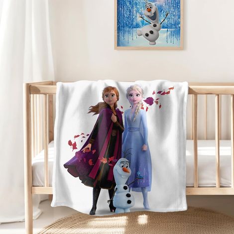 Couverture Douillette Reine Des Neiges Anna & Elsa - 130 x 170 cm, Olaf, Polaire Corail, Chaude et Douce - Cadeau pour Fille, Plaid de Canapé (1/5)