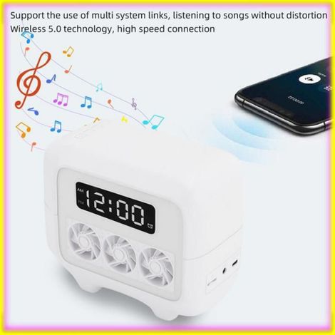 keenso haut-parleur portable Haut-parleur 5.0 avec chargeur sans fil, 15W, HiFi, Portable, réveil informatique haut-parleur Blanc (1/5)