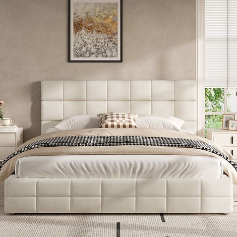 180x200 gepolstertes Plattformbett, Beige (1/5)