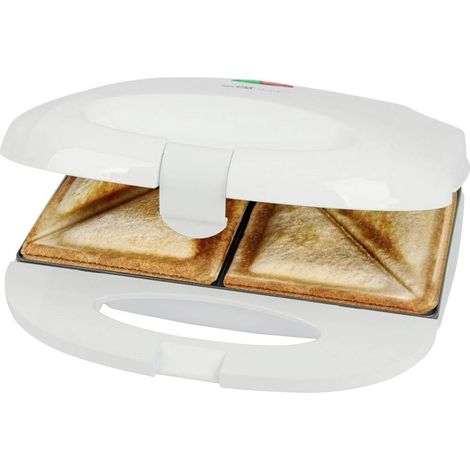 Clatronic ST 3813 Piastra per sandwich regolazione automatica della temperatura, Rivestimento antiaderente Bianco