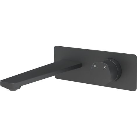 Design Waschtischarmatur XELO Wandmontage Bernstein Schwarz matt