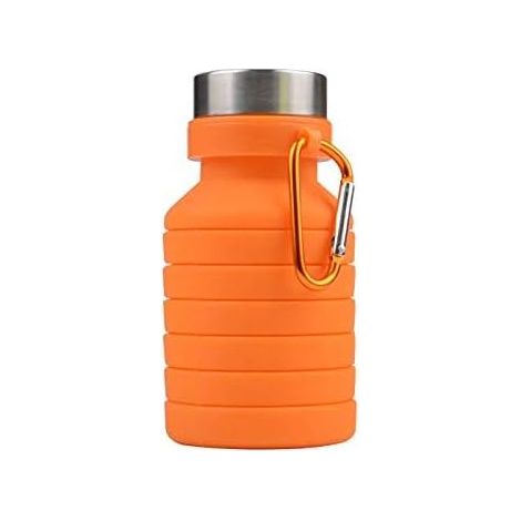 Zusammenfaltbare, auslaufsichere, tragbare und wiederverwendbare Wasserflasche aus BPA-freiem Silikon mit Karabinerhaken zum Befestigen, leicht, geeignet für Fitnessstudio, Reisen, Camping, Wandern un (1/5)