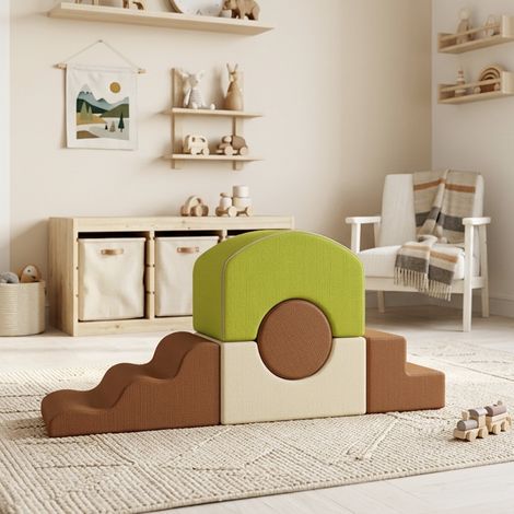 Parcours Motricité Bébé 5 Pièces, Module Mousse Souple Housse Velours Côtelé, Multicolore (1/5)
