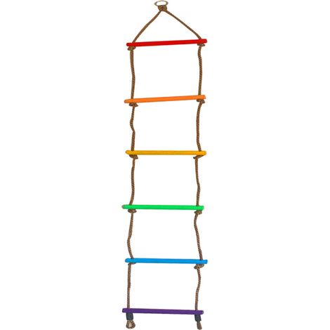 Échelle de corde arc-en-ciel pour enfants, équipement de jeu pour échelle d'arbre, escalade en plein air 6 échelons en plastique de 6,6 pieds / 2 m de longueur, charge maximale de 220 lb (1/2)