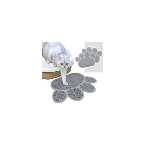 Tapis Litière Pour Chats, 2 Pièces Haute Qualité Bac À Litière Pour Chats Grande, Matériel de Pvc, Forme de Patte de Chat Mignon, Imperméable et Durable, Facile À Nettoyer, Antidérapant, Gris (1/5)