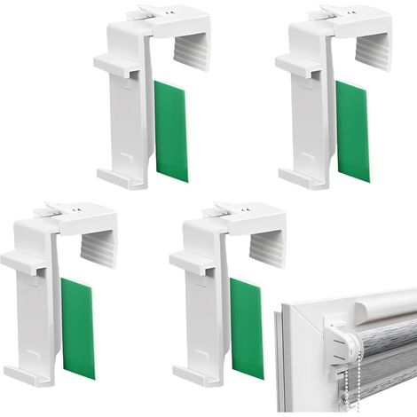 Supports à Pince Longs - Lot de 4 - Métal Robuste - Fixation Store Sans Perçage - Fenêtres PVC et Bois - Pour Stores Doubles et Vénitiens (1/5)